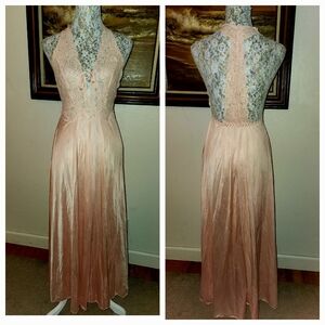 Vintage 1970s Pink Flowy Lacy Slipdress by Glydons